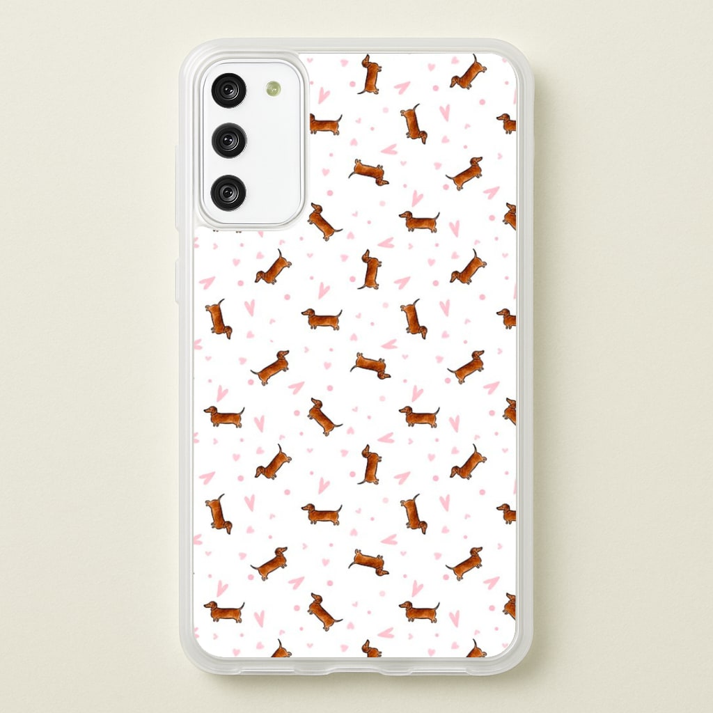 Dachshund Pattern - White Phone Case