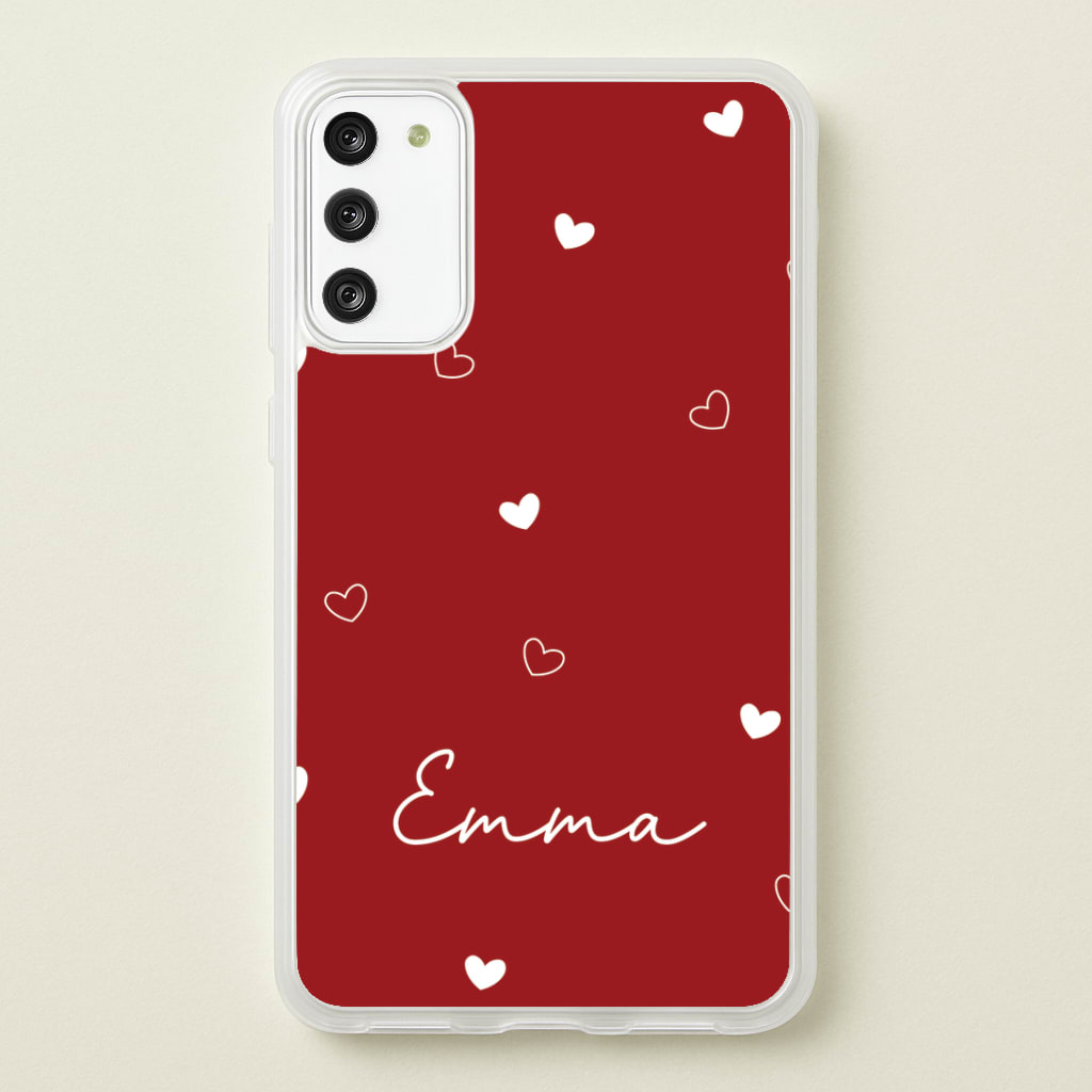 Red Hearts And Outlines Personalised Name Phone Case