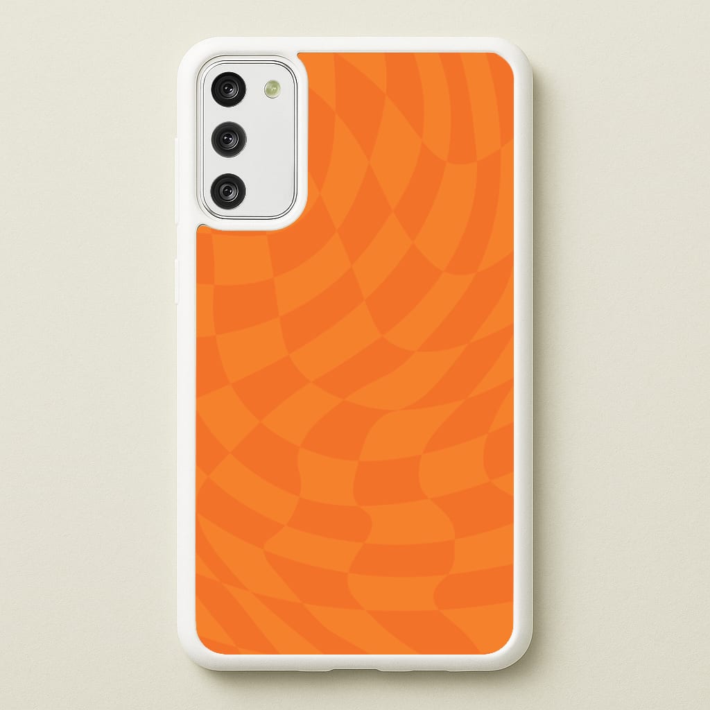 Orange Trippy Checkerboard Pattern Phone Case