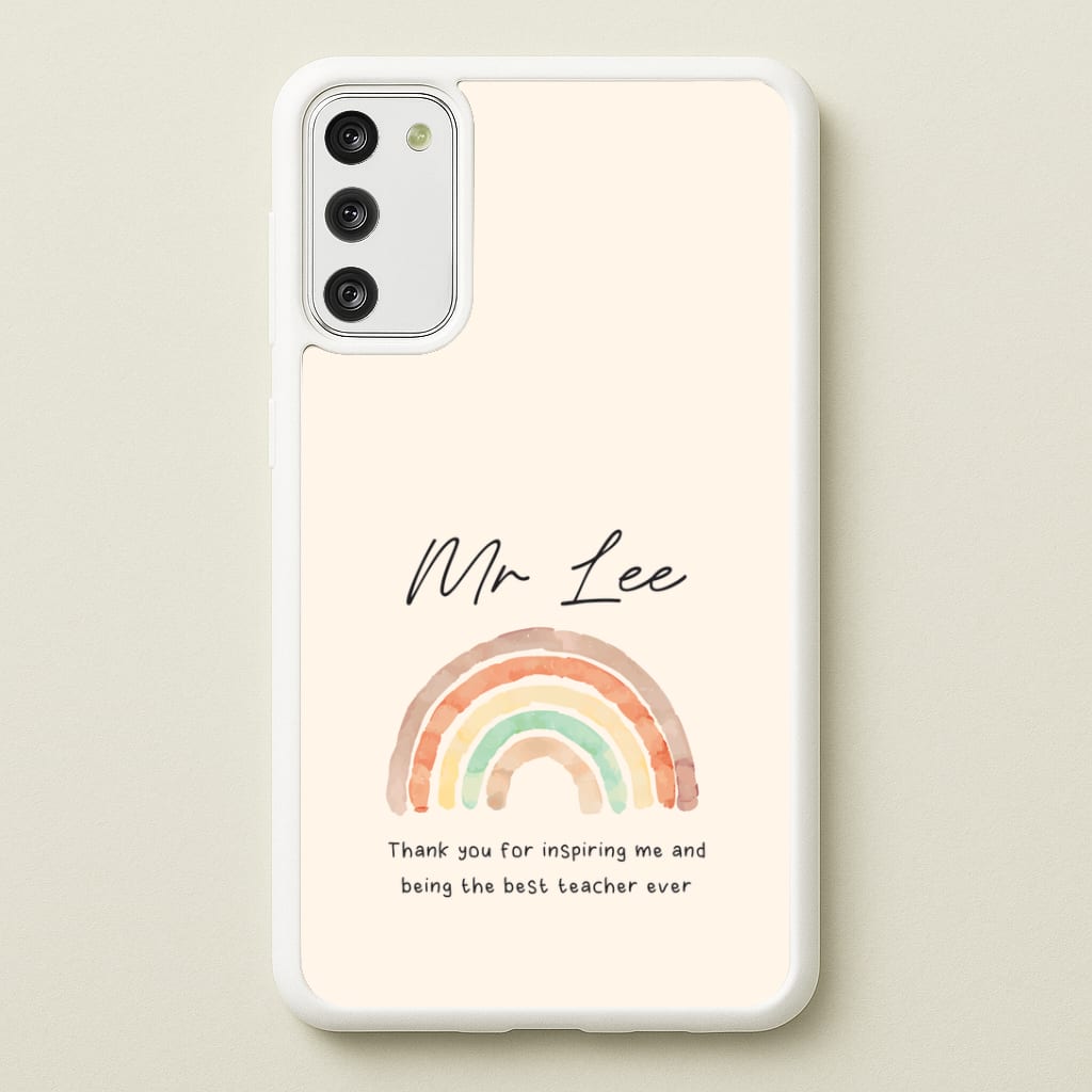 Beige Personalised Teacher Rainbow  Phone Case