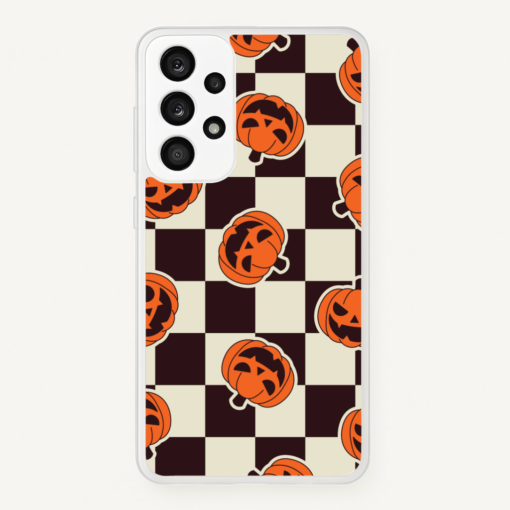 Pumpkin Stickers Checkered Pattern Phone Case