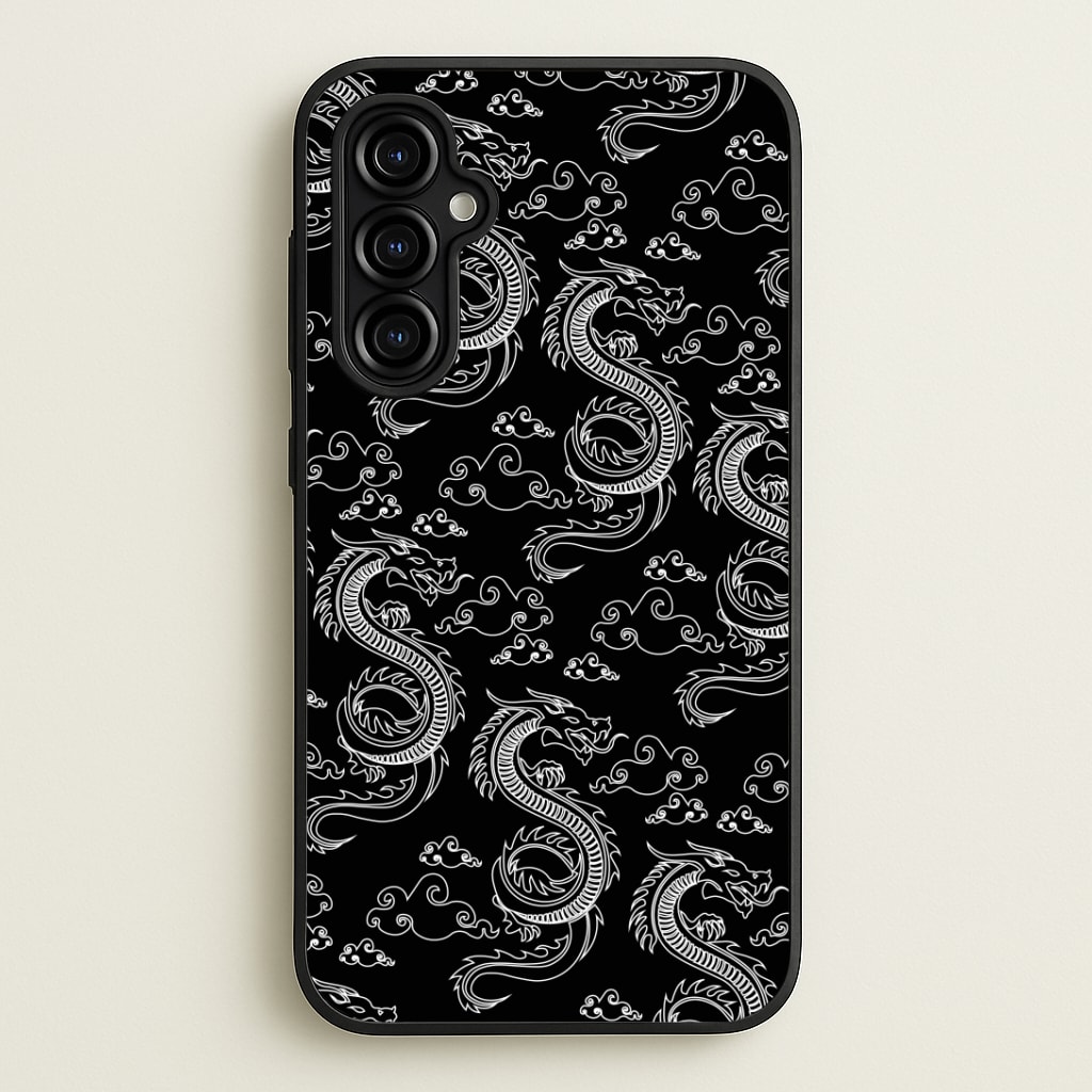 Black And White Dragon Pattern Phone Case