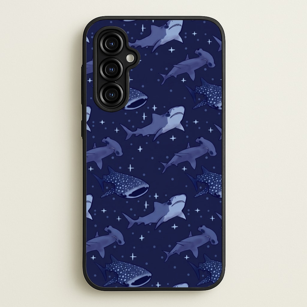 Navy Shark Pattern Phone Case