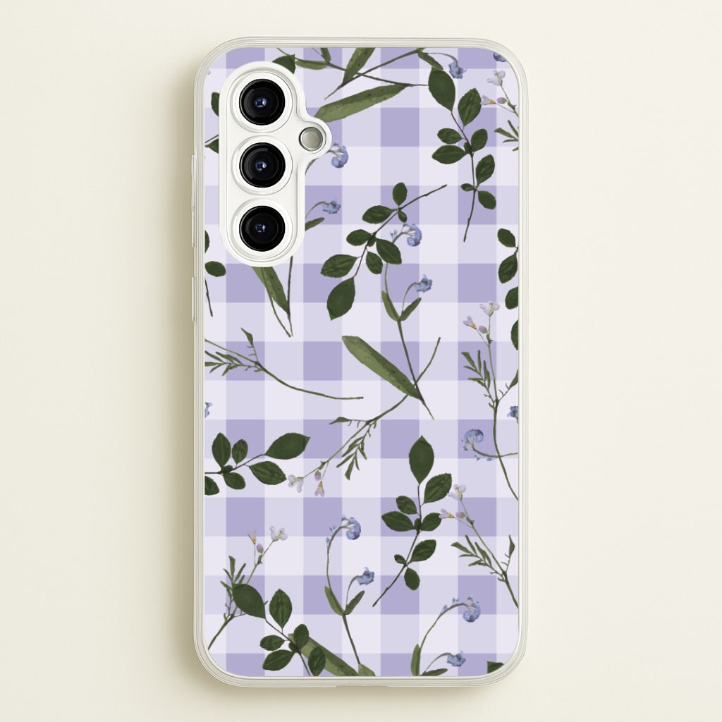 Checkered Pressed Flowers Pattern Phone Case
