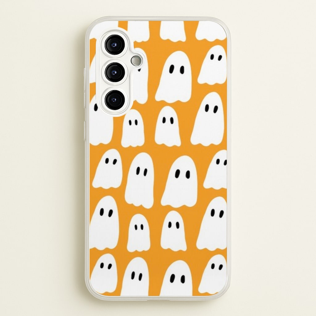 Orange Ghost Halloween Pattern Phone Case
