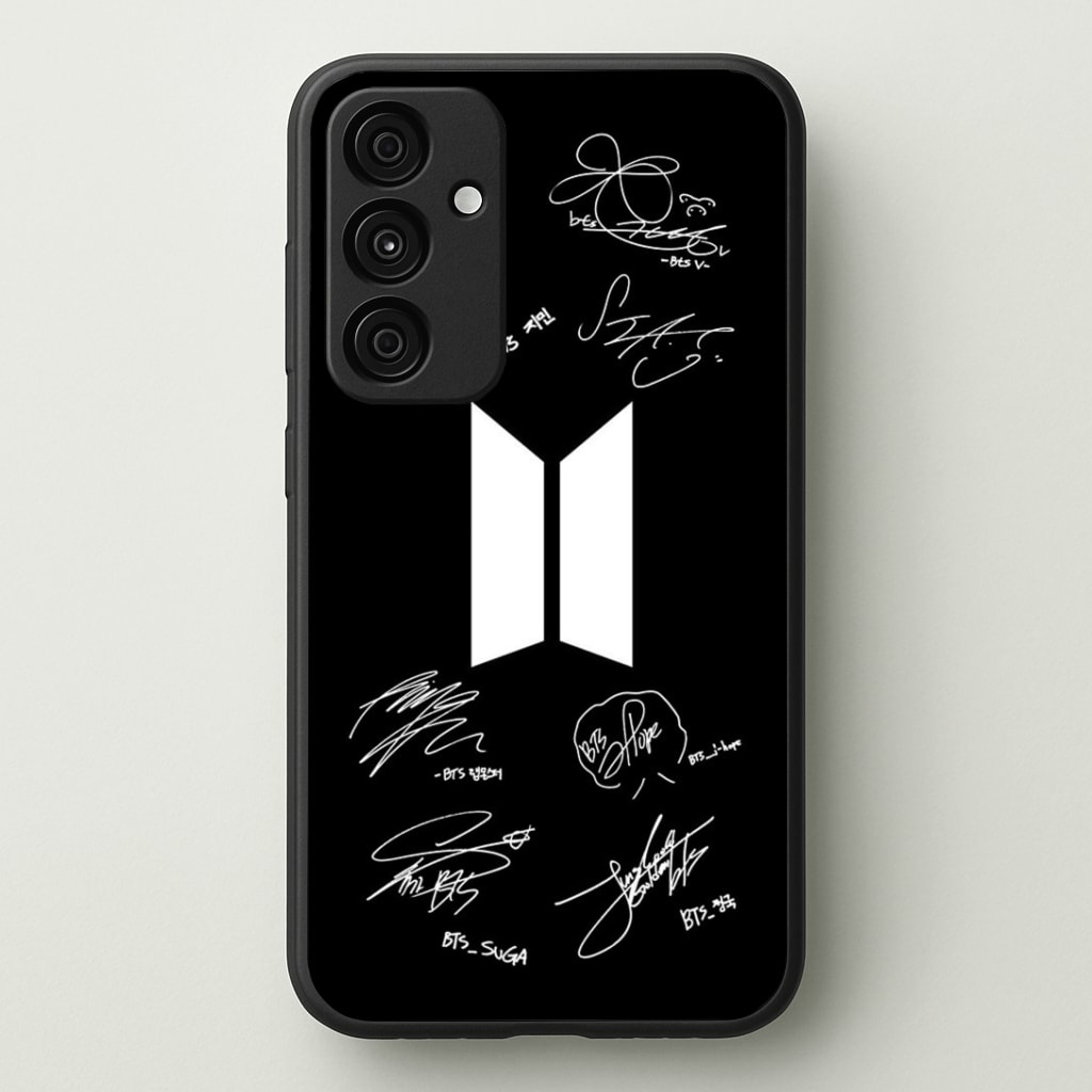 Black K-Pop Band Logo and Signatures Phone Case