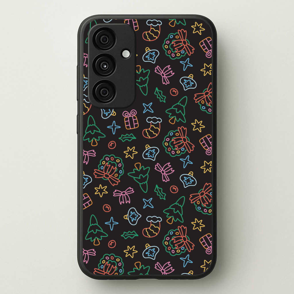 Neon Christmas Icons Pattern I Phone Case