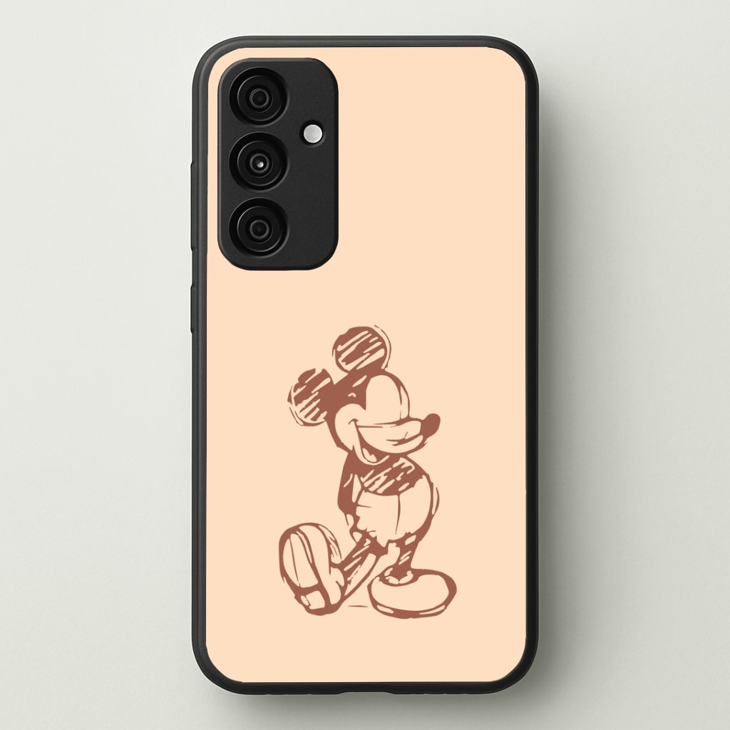 Sketched Mouse Outline Beige Phone Case