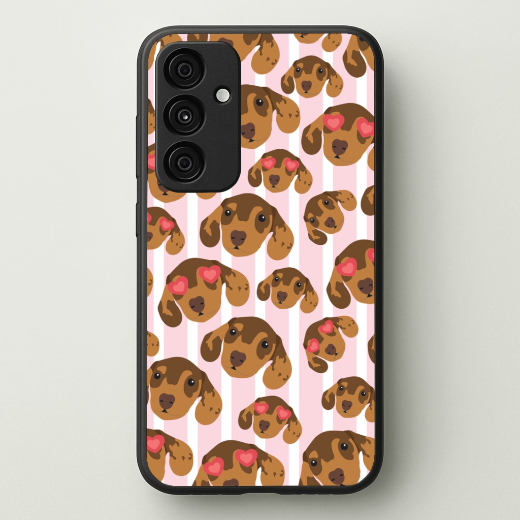 Stripes And Dachshunds Pattern Phone Case