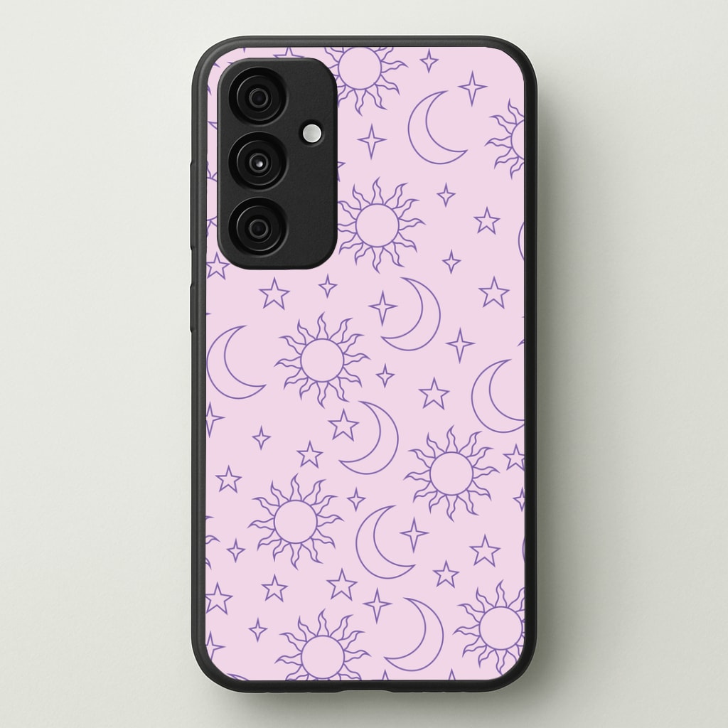 Sun, Moon And Stars Pattern Mauve Phone Case