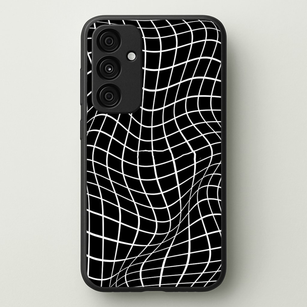 Black Wavy Grid Pattern Phone Case