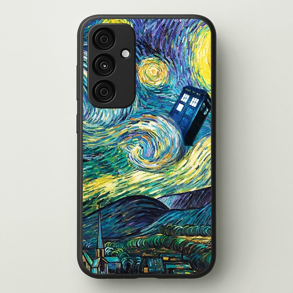 Starry Night Tardis Phone Case - Galaxy A55 / Standard