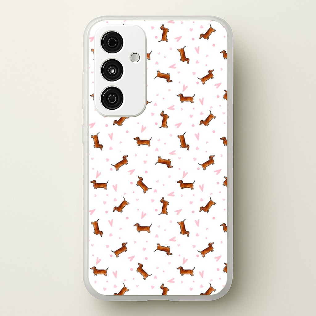 Dachshund Pattern - White Phone Case