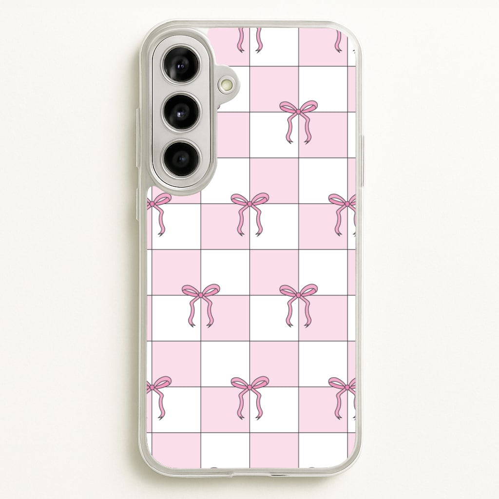 Checkered Pink Coquette Bows Phone Case