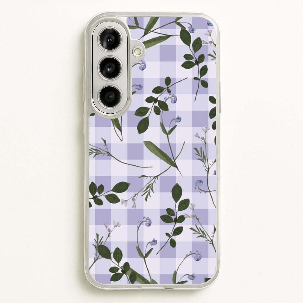 Checkered Pressed Flowers Pattern Phone Case