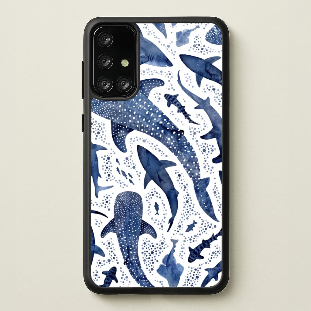 Indigo Watercolour Sharks Phone Case