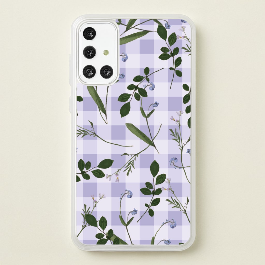 Checkered Pressed Flowers Pattern Phone Case