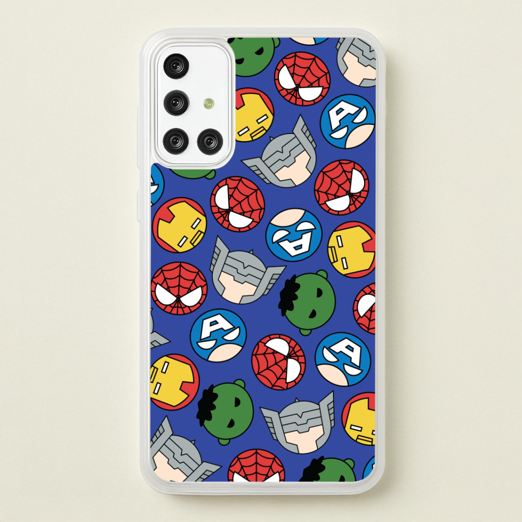 Cute Chibi Heroes Pattern Blue Phone Case