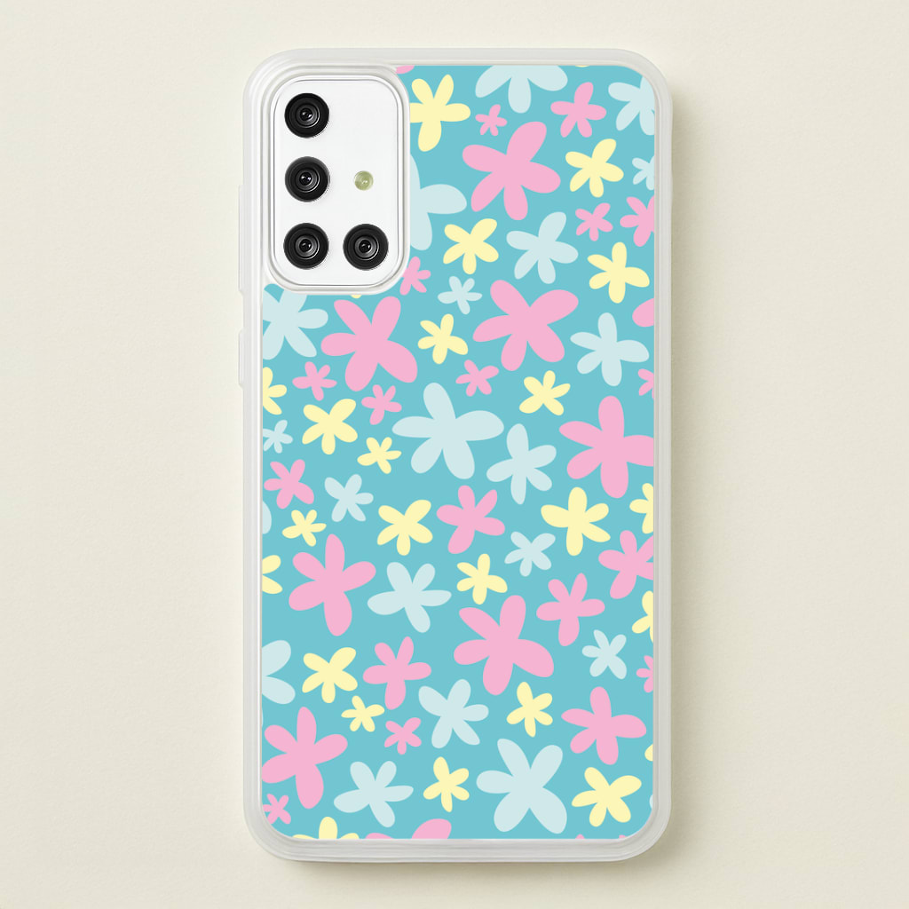 Blue, Pink And Yellow Flowers - Spring Patterns Phone Case