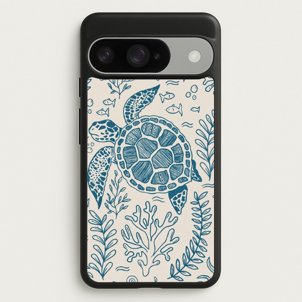 Teal Turtle Reef Phone Case