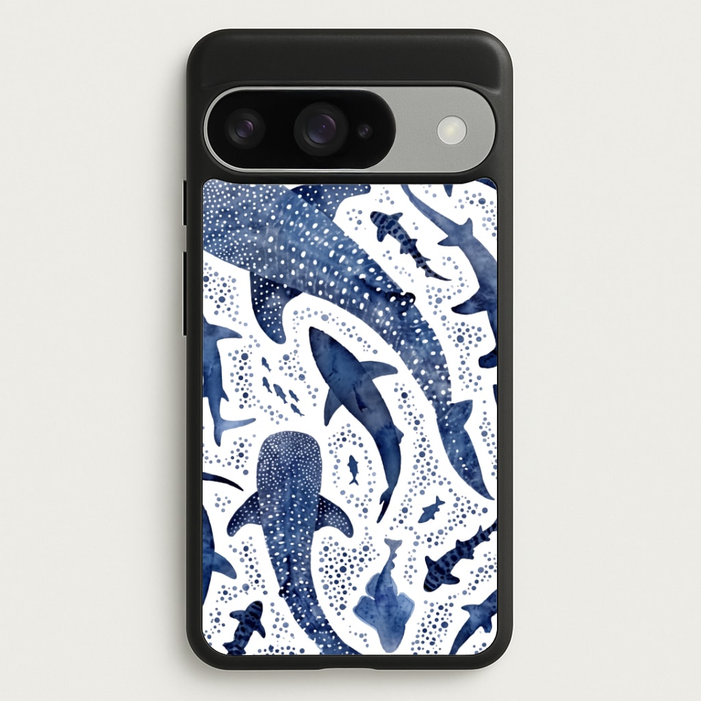 Indigo Watercolour Sharks Phone Case