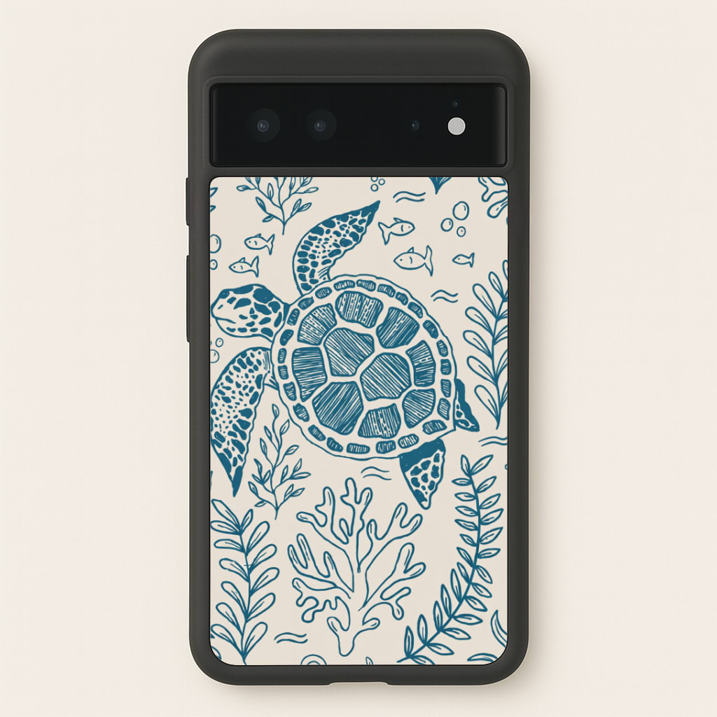 Teal Turtle Reef Phone Case
