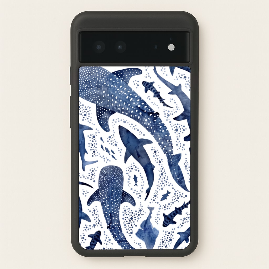 Indigo Watercolour Sharks Phone Case