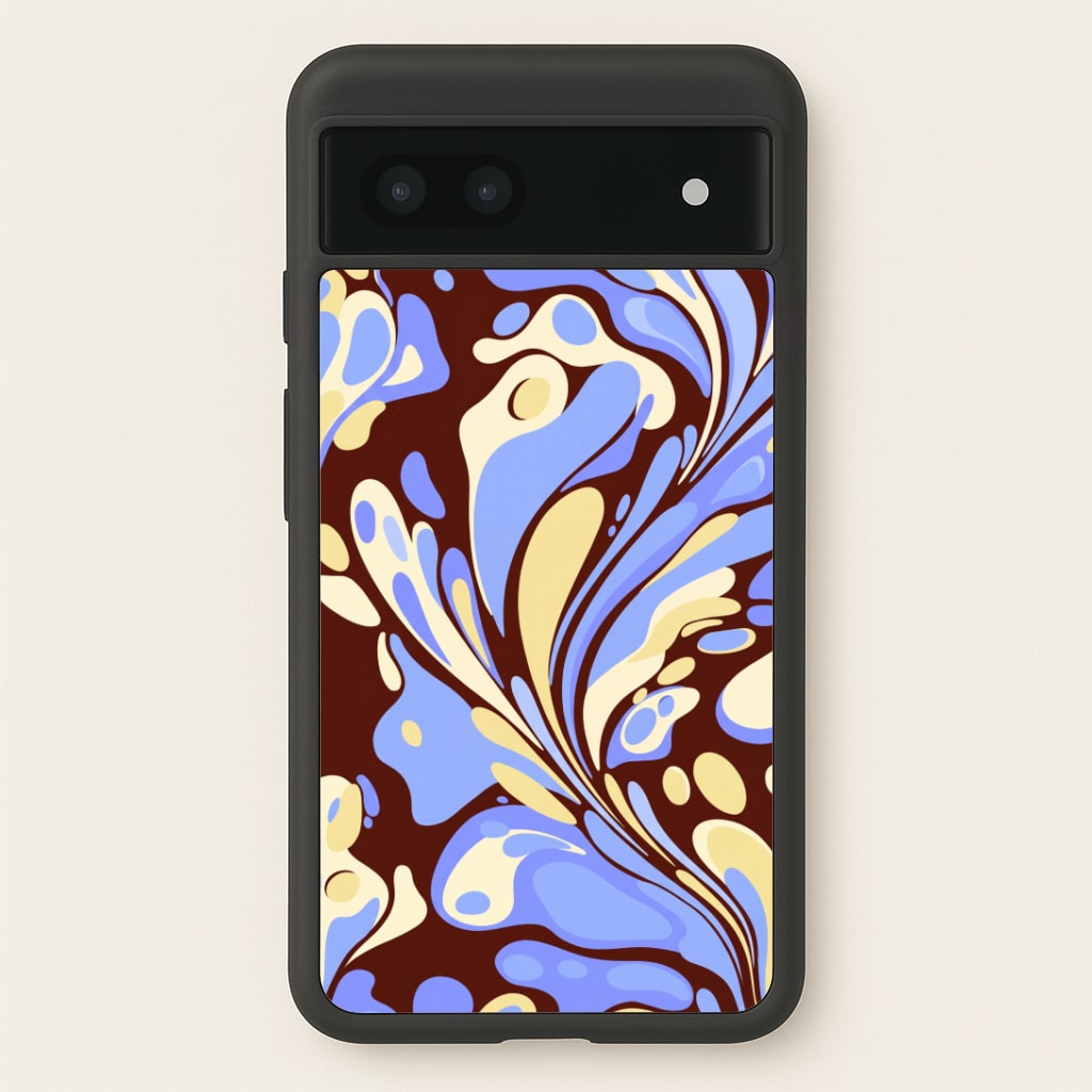Blue, Yellow & Brown Marble Swirl Phone Case