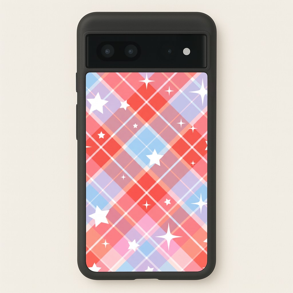 Coral Plaid Starfall Phone Case