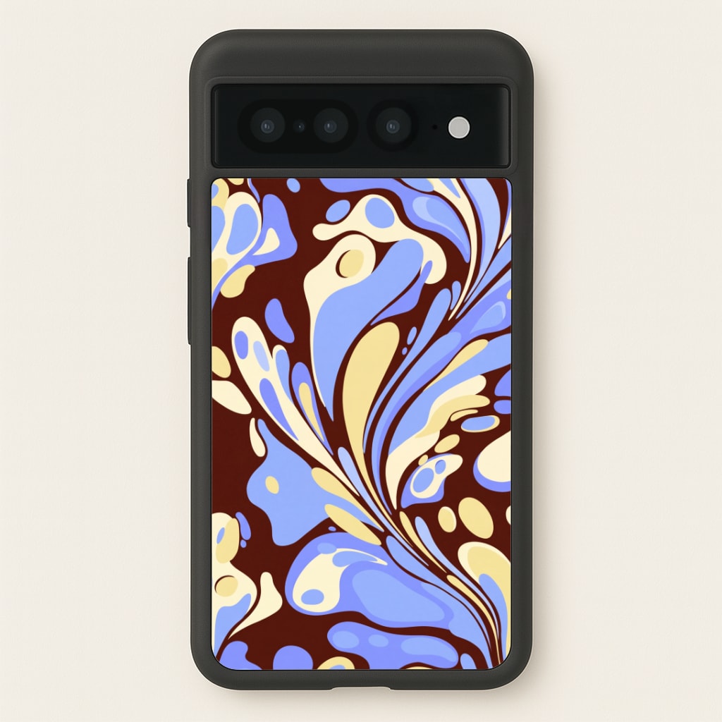 Blue, Yellow & Brown Marble Swirl Phone Case