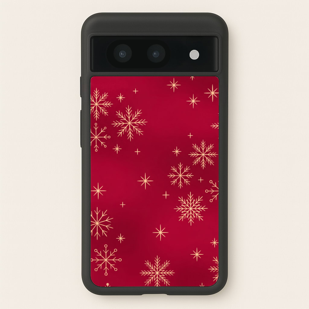 Golden Snowfall Crimson Phone Case