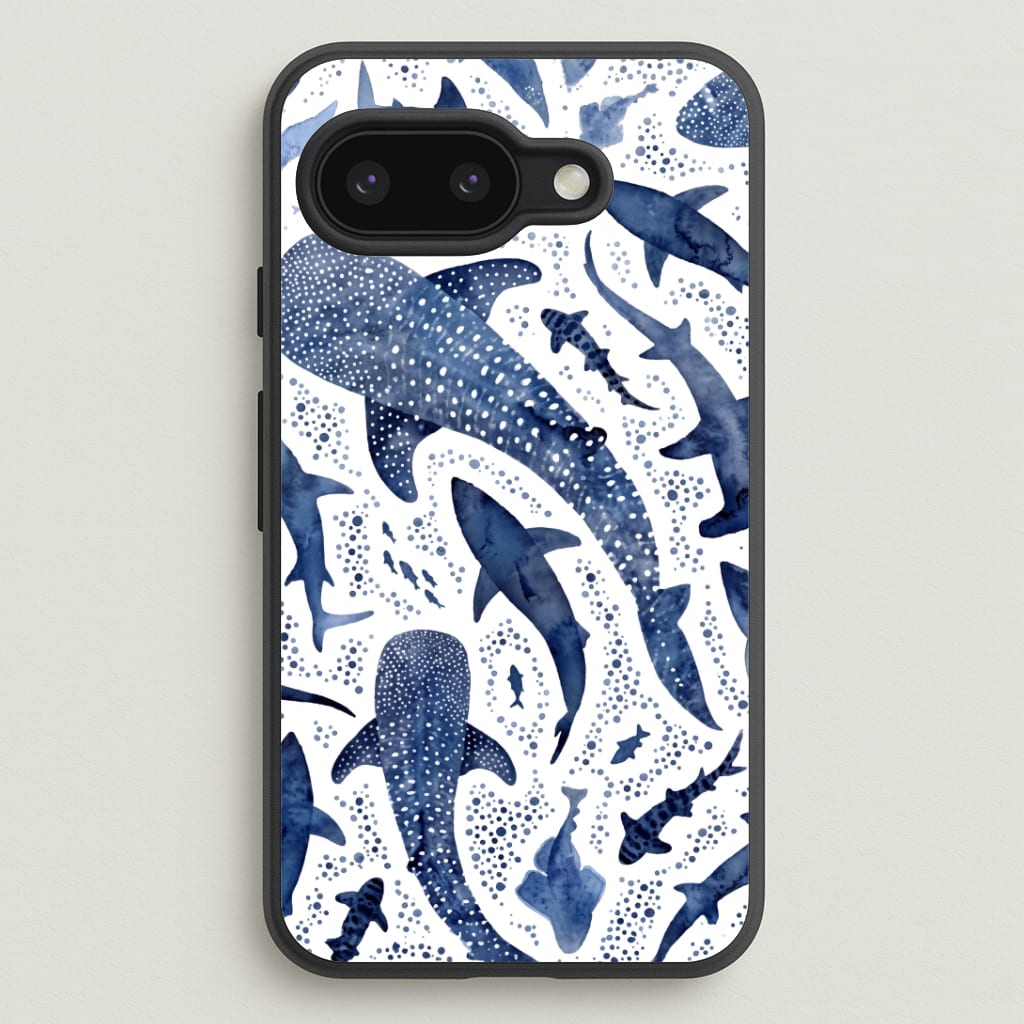 Indigo Watercolour Sharks Phone Case