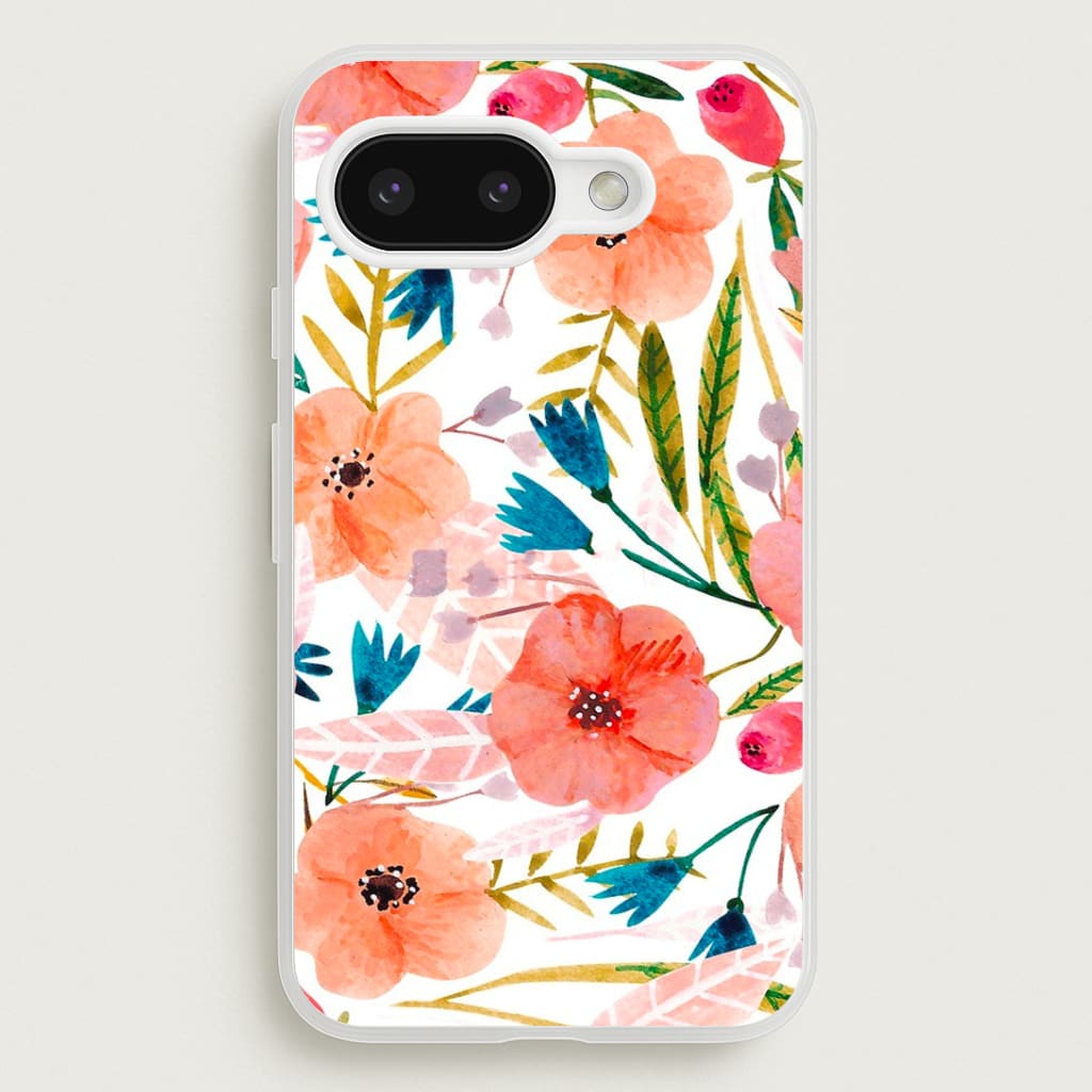 Peach Watercolour Floral Pattern Phone Case