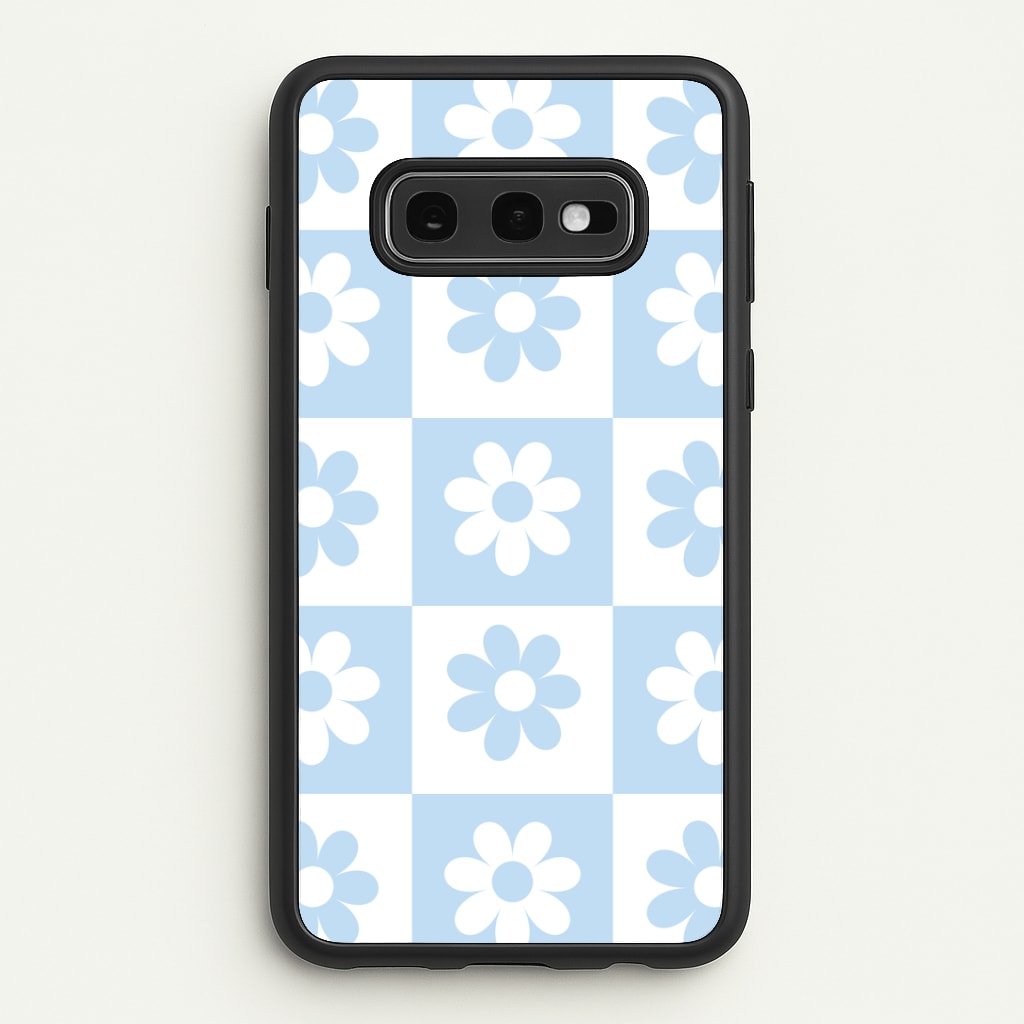 Checkered Flowers Blue Phone Case