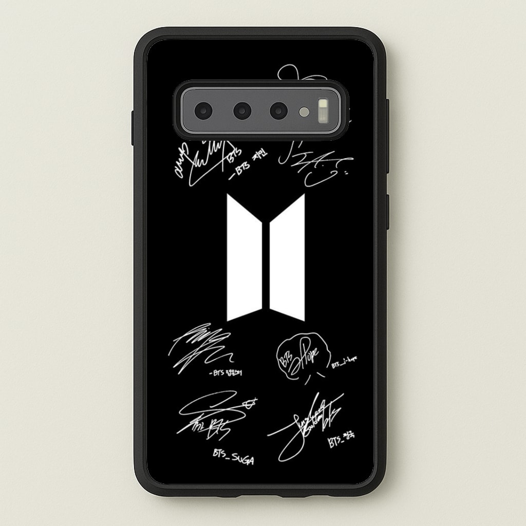 Black K-Pop Band Logo and Signatures Phone Case