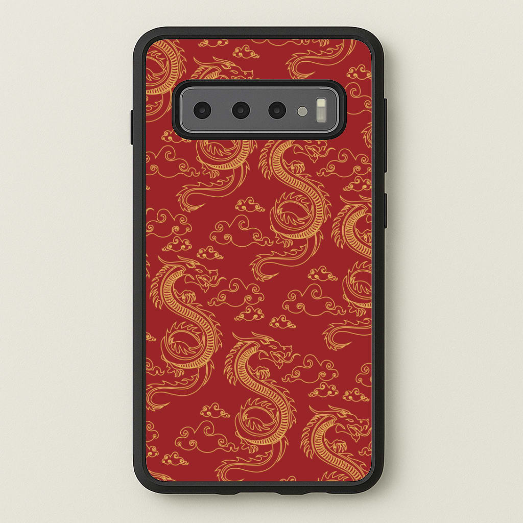 Red And Gold Dragon Pattern Phone Case