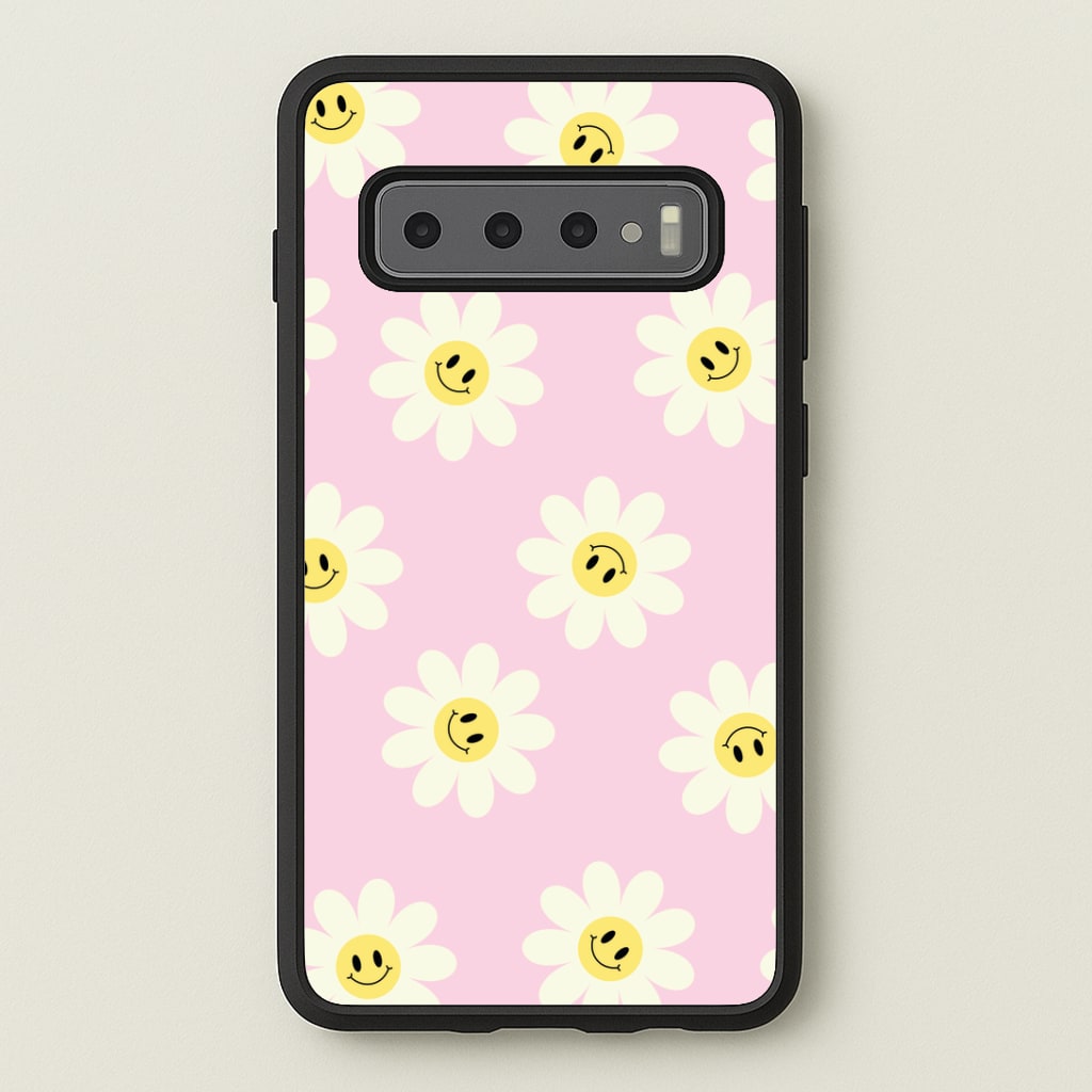 Pastel Pink Smiley Daisies Pattern Phone Case
