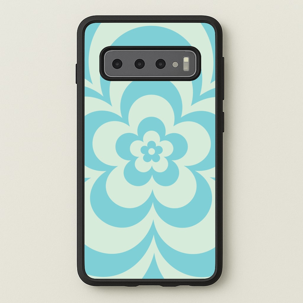 Teal Abstract Flower Pattern Phone Case