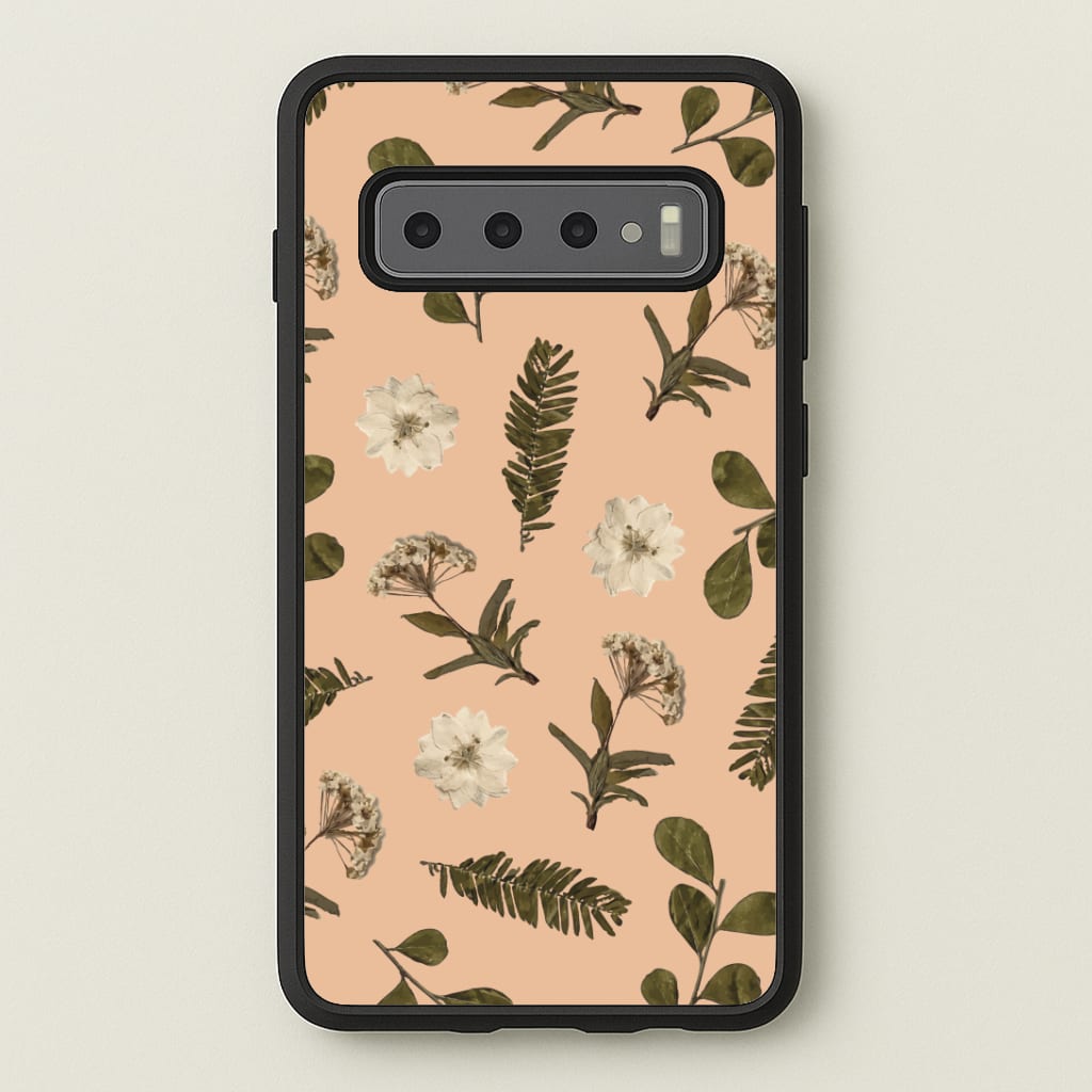 Leaves And Pressed Flowers Peach Pattern Phone Case