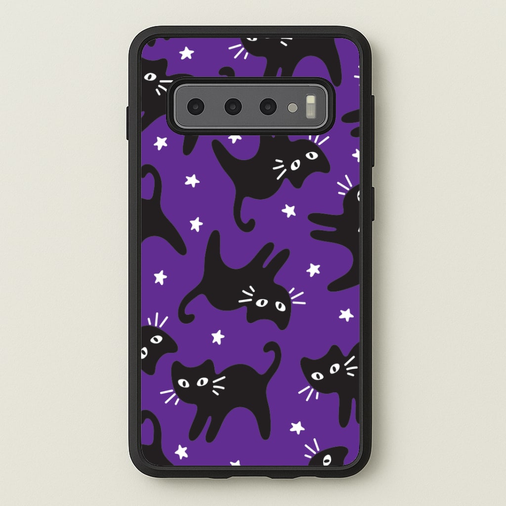 Cartoon Black Cats And Stars Pattern Phone Case