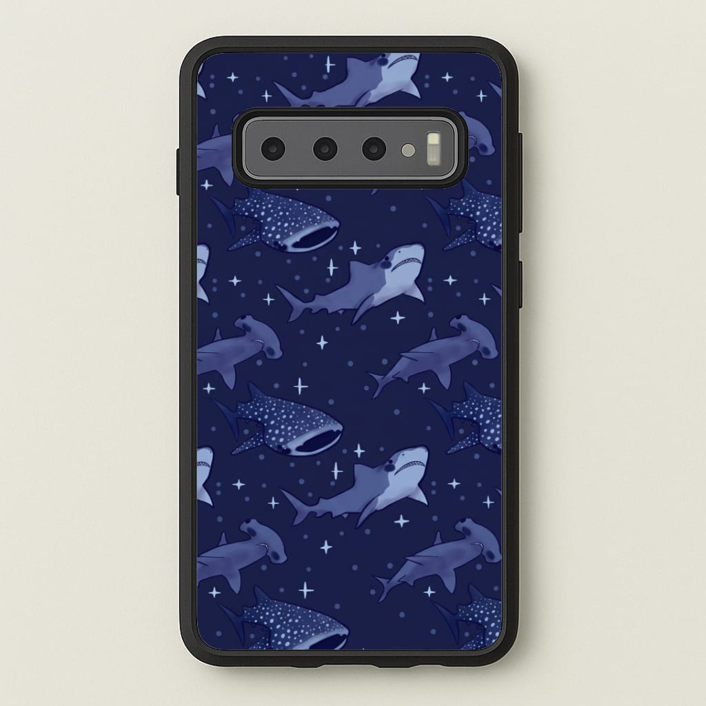Navy Shark Pattern Phone Case