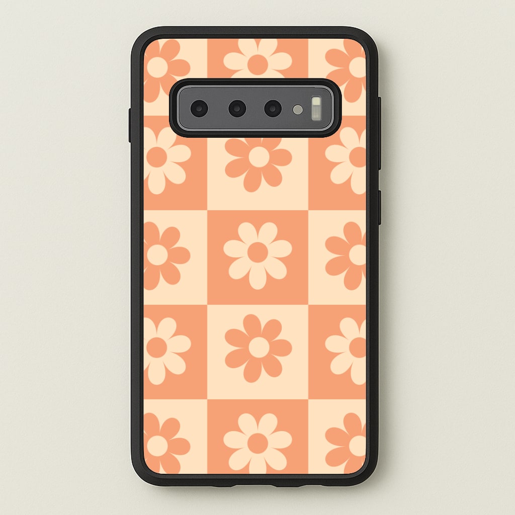 Checkered Flowers Orange Phone Case