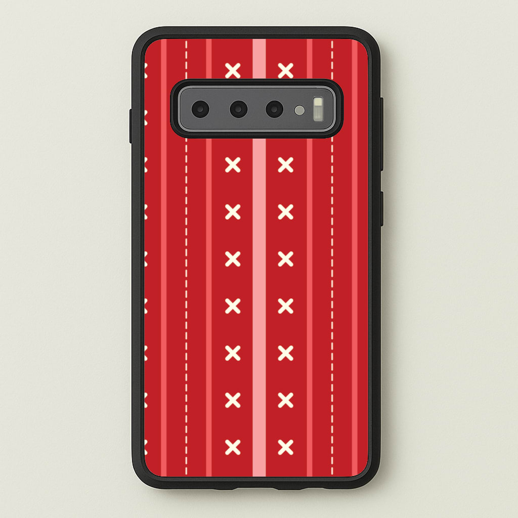 Stripes And Stitches Red Christmas Pattern Phone Case