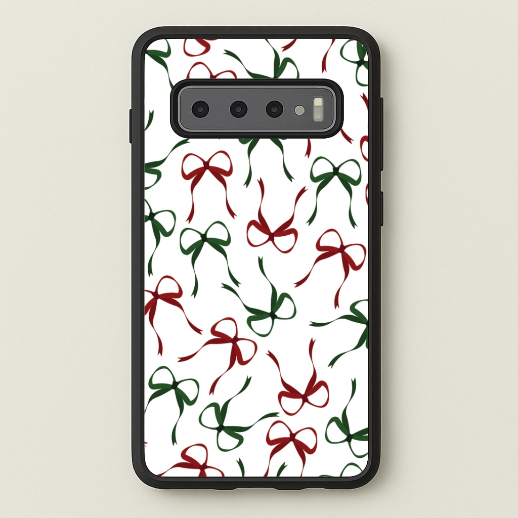 Red And Green Coquette Christmas Bows Pattern Phone Case