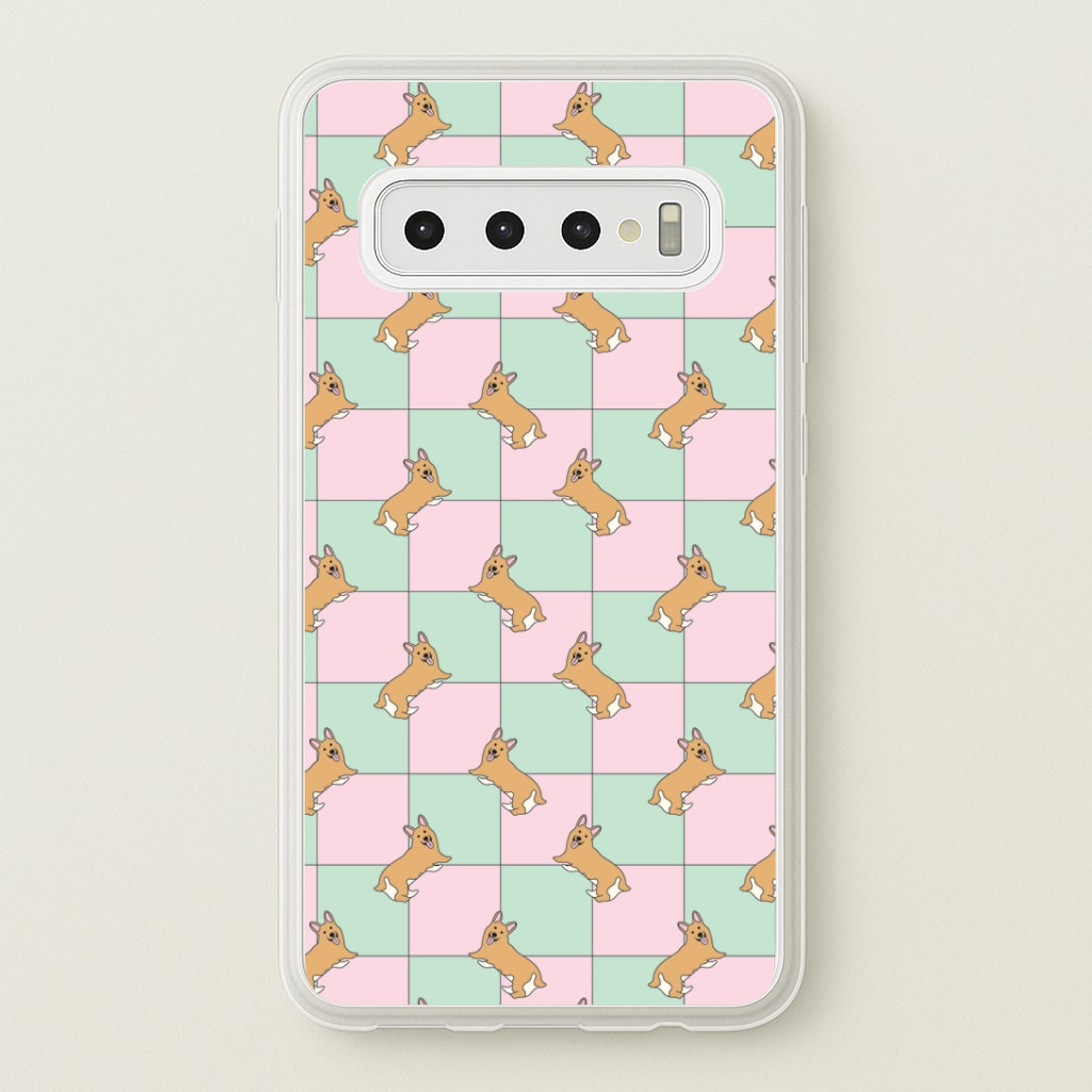 Checkered Corgis Pattern Phone Case