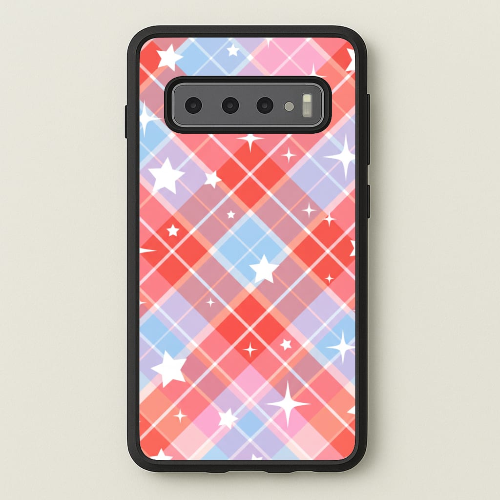 Coral Plaid Starfall Phone Case