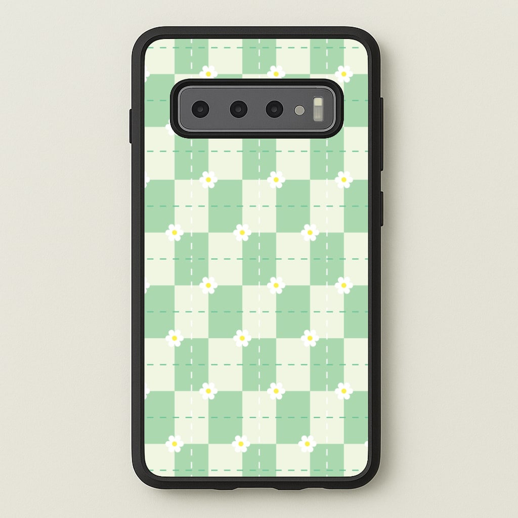 Green Plaid Daisies Phone Case