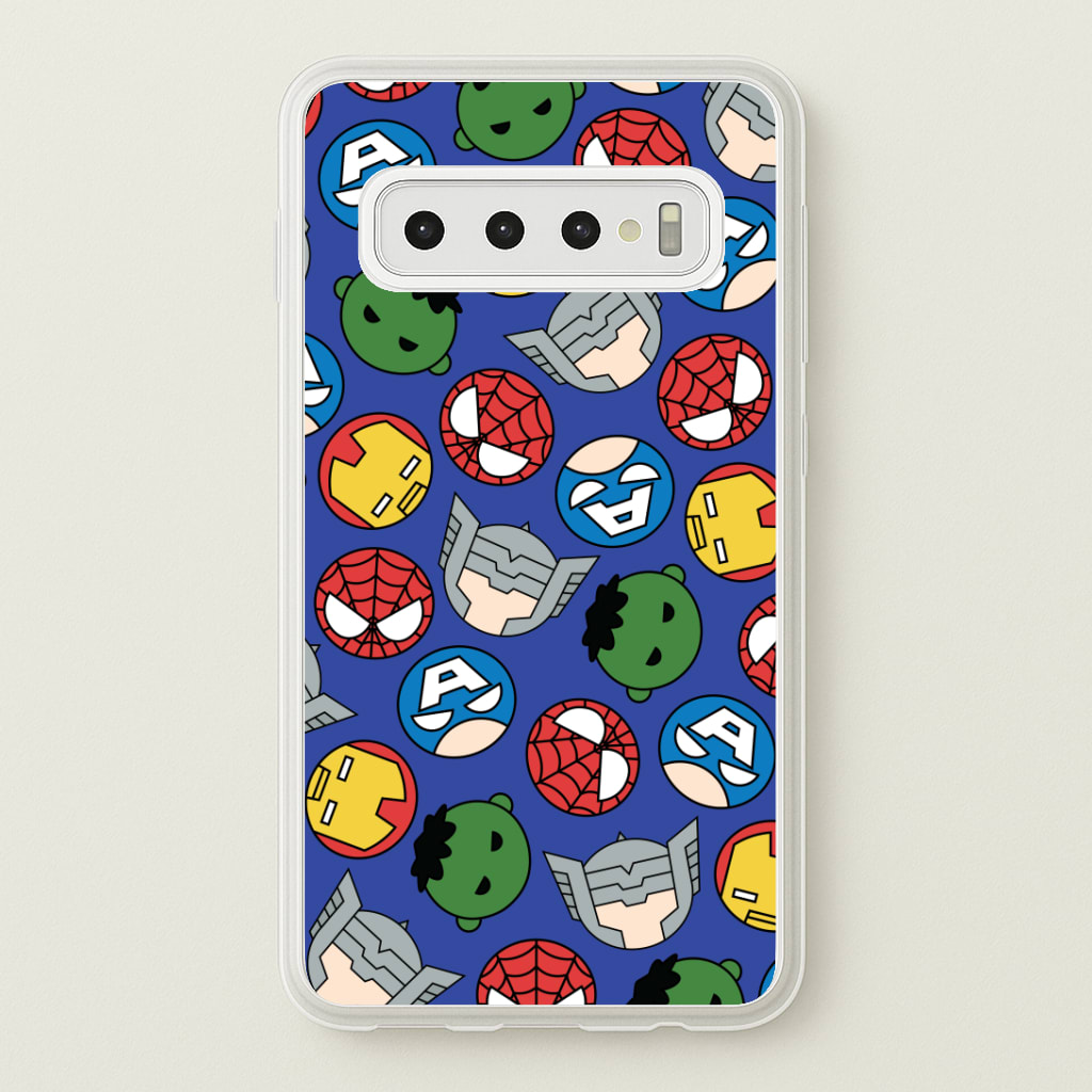 Cute Chibi Heroes Pattern Blue Phone Case