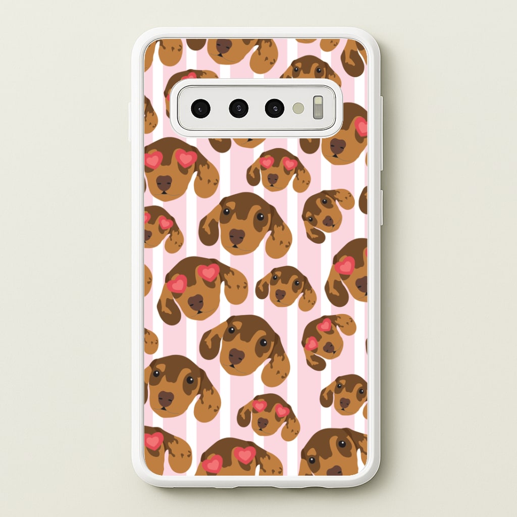 Stripes And Dachshunds Pattern Phone Case