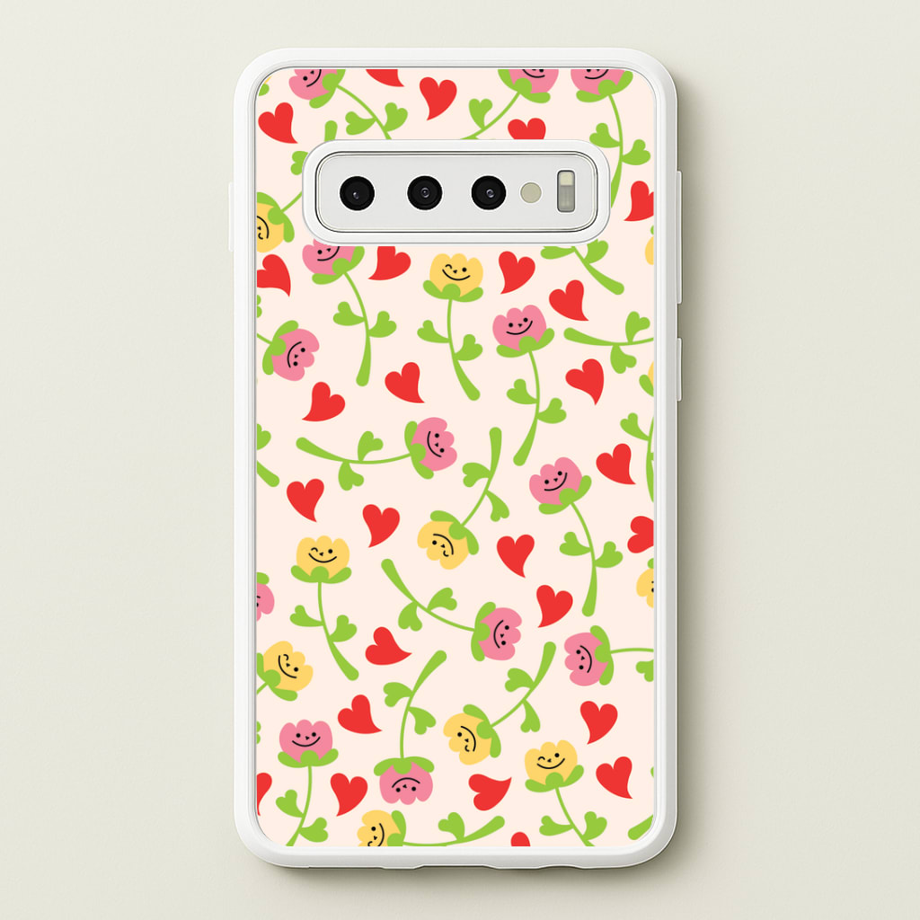 Smiley Tulips And Hearts Pattern Phone Case